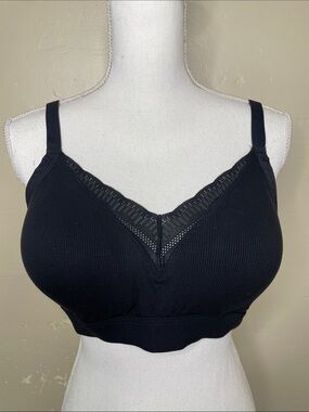 TRANQUIL & TRUE Black Bralette Soft Ribbed Rayon Spandex Comfortable NWT 2X